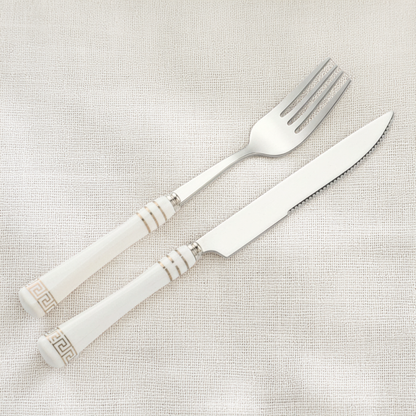 Heritage Gold 16-Piece Cutlery Set – White