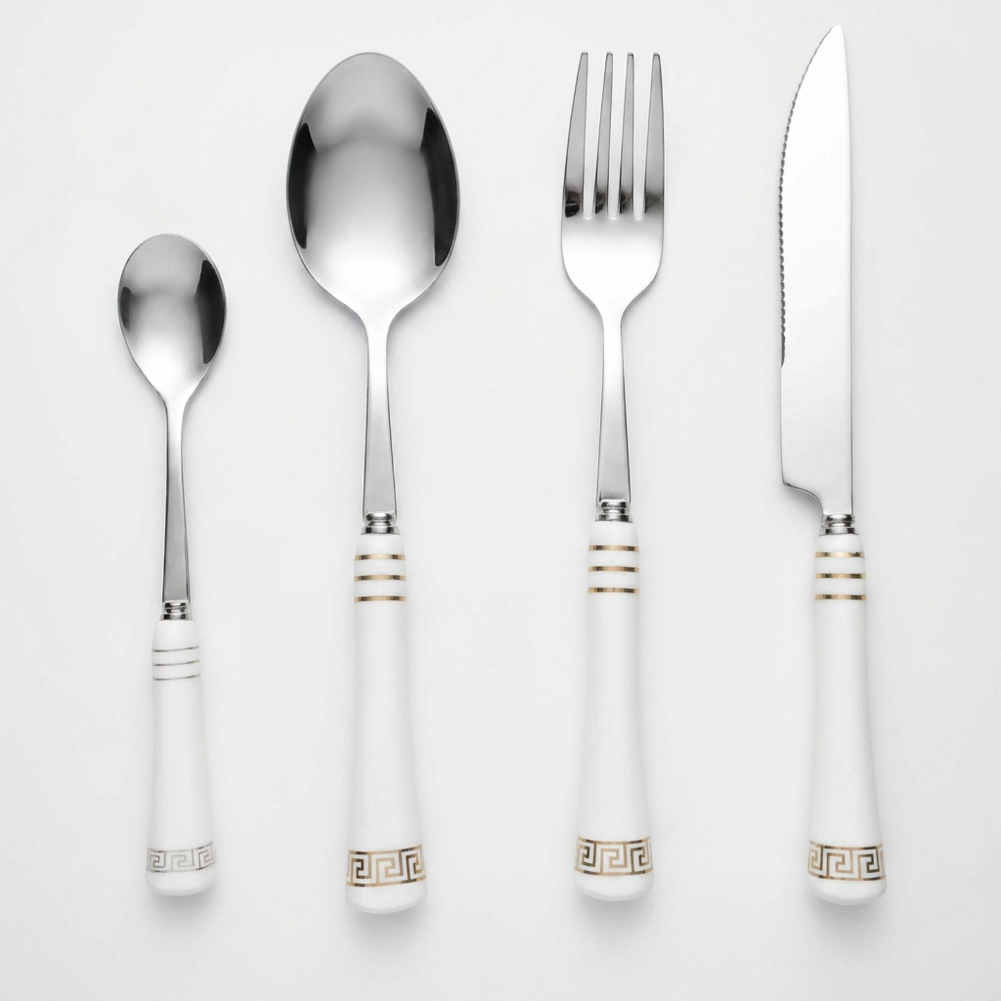 Heritage Gold 24-Piece Cutlery Set – White