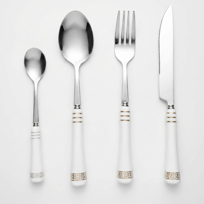 Heritage Gold 24-Piece Cutlery Set – White