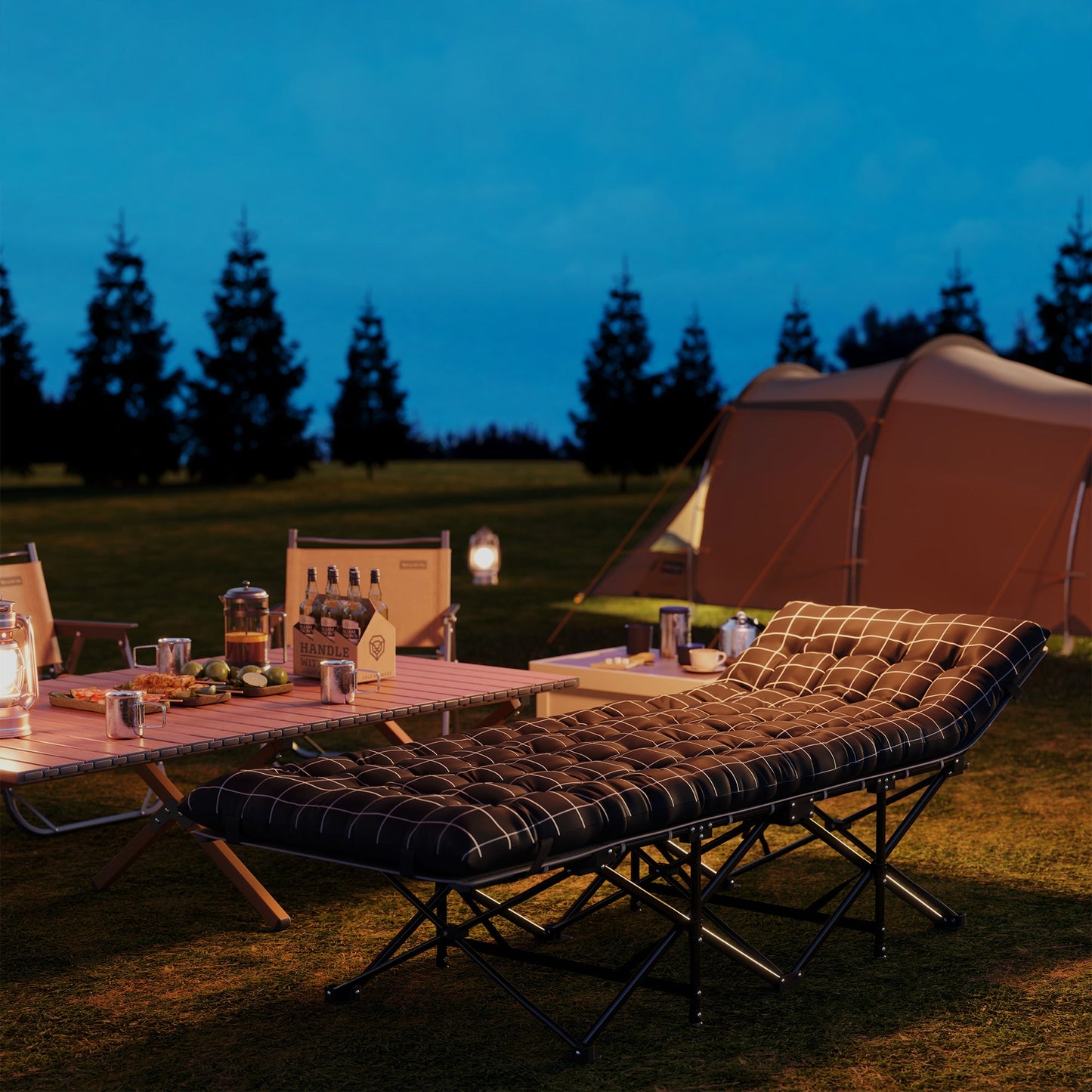 Outsunny 67cm Wide Folding Bed, Camping Cot for Adults with Mattress, Storage Pocket, Carry Bag, Max Load 150kg, Black