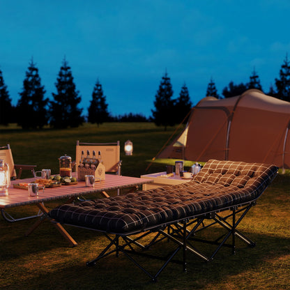 Outsunny 67cm Wide Folding Bed, Camping Cot for Adults with Mattress, Storage Pocket, Carry Bag, Max Load 150kg, Black