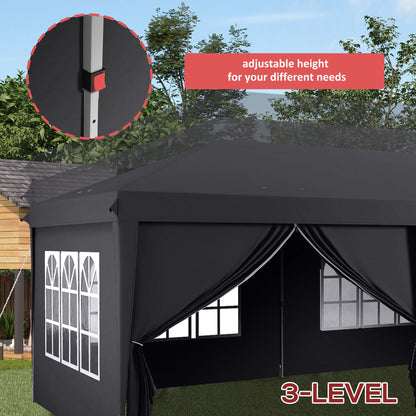 Outsunny 3 x 6m Pop-Up Gazebo, with Curtain Walls and Windows - Grey