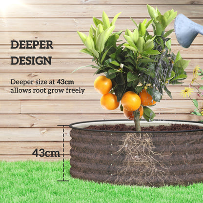 Outsunny Galvanised Raised Garden Bed with Safety Edging, Outdoor Raised Planter Box with Gloves, 120 x 120 x 43cm, Cream White