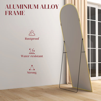 HOMCOM 165cm Aluminium Frame Standing Mirror - Gold