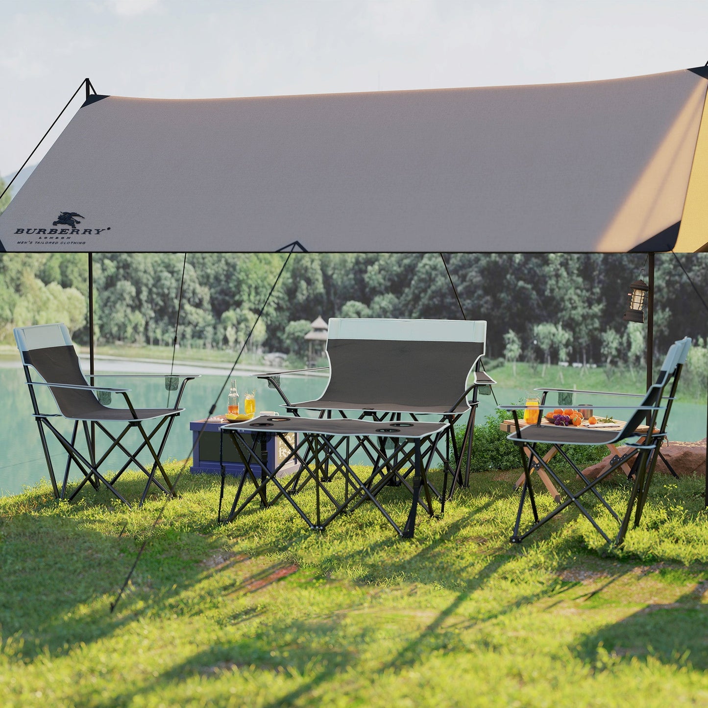 Outsunny Four-Piece Portable Picnic Table Set - Grey