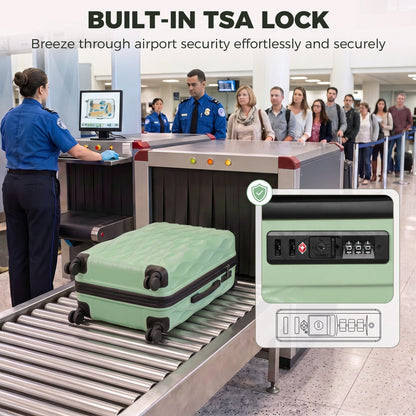 HOMCOM 26Inch 65cm Suitcase, ABS Hard Shell Checked Luggage with TSA Lock, Spinner Wheels, Telescopic Handle, Green