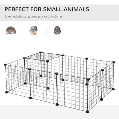 PawHut DIY Pet Playpen Metal Wire Fence 12 Panel Enclosure Indoor Outdoor Guinea Pig Bunny Small Animals Cage Black