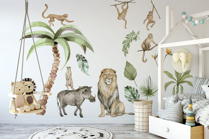 Jungle Animal Wall Stickers: Repositionable Nursery Decals for Your Little One's Room