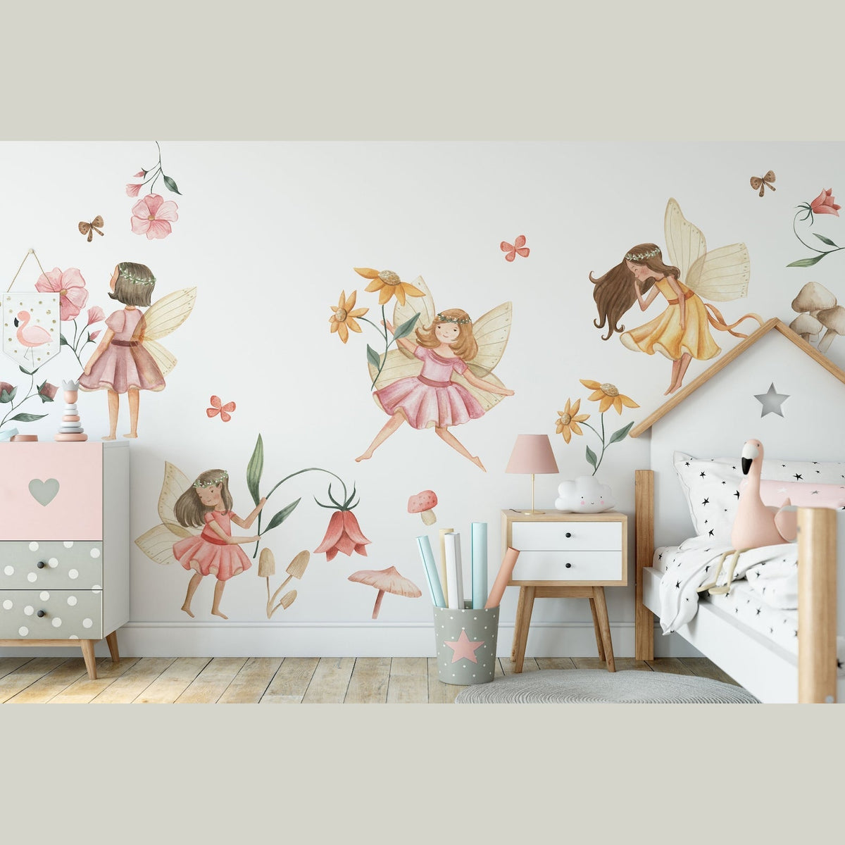Fairy Wall Decal | Watercolor Fairies Wall Decal | Nursery Fairytale Sticker