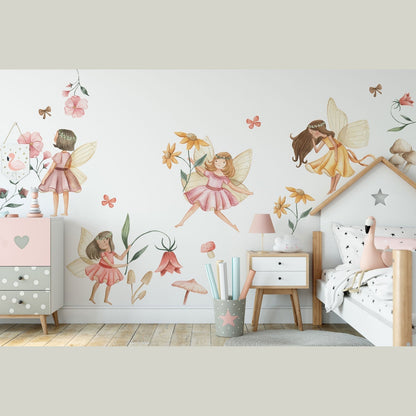 Fairy Wall Decal | Watercolor Fairies Wall Decal | Nursery Fairytale Sticker