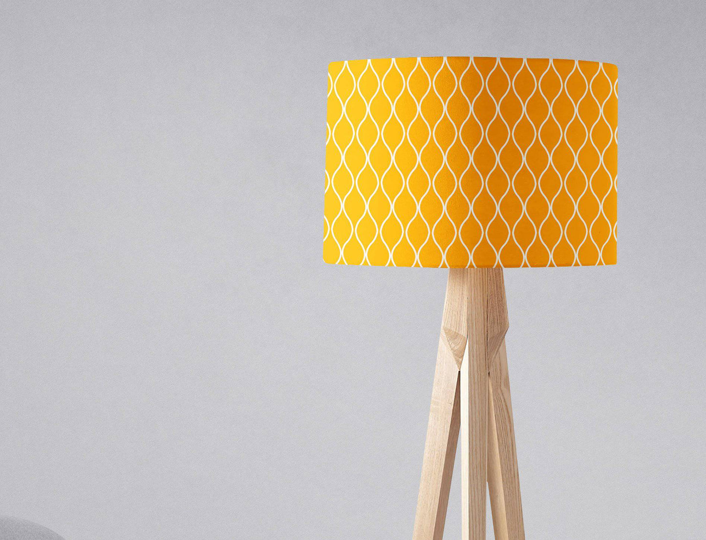 Yellow Lampshade with White Geometric Design, Ceiling or Table Lamp Shade