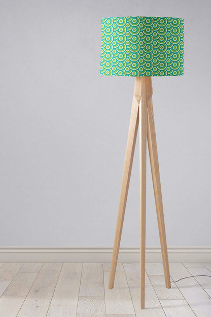 Green with a 70's Retro Circles DesignLampshade, Ceiling or Table Lamp Shade