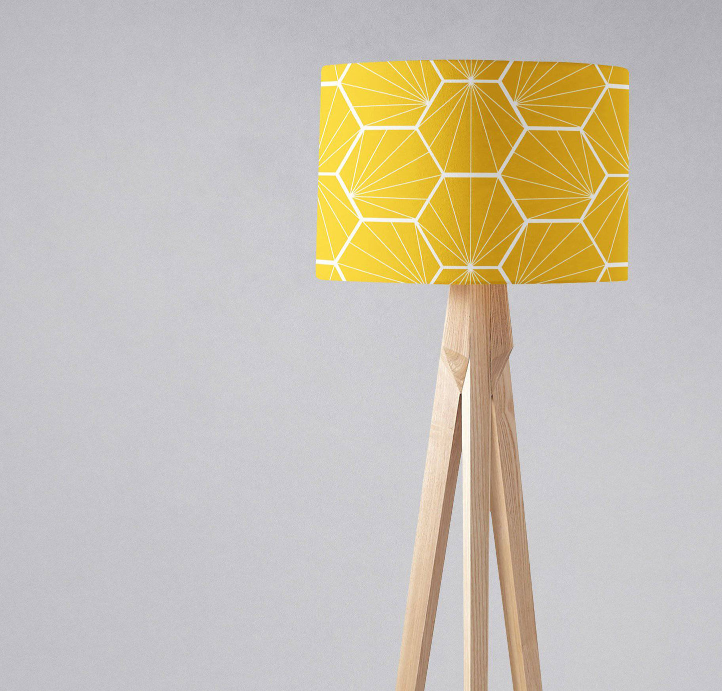 Yellow Lampshade with a White Hexagon Design, Ceiling, Table Lamp Shade
