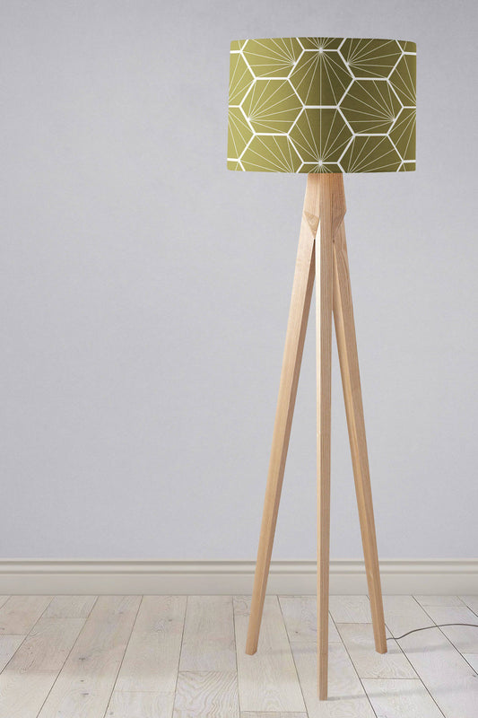 Olive Green Hexagon Design Geometric Lampshade, Ceiling or Table Lamp Shade