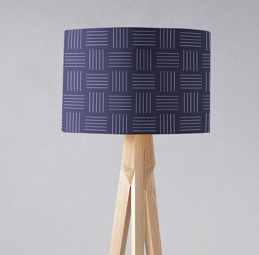 Navy Blue with White Lines Geometric Design Lampshade