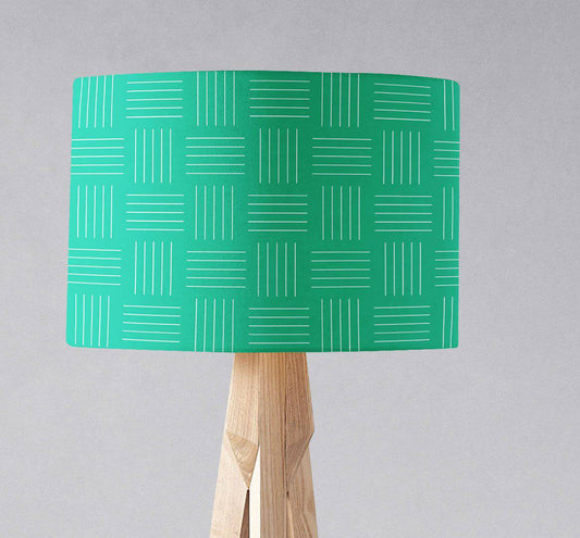 Green with a White Lines Geometric Design Lampshade, Ceiling or Table Lamp Shade