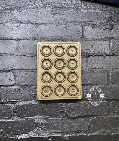12 Gang 2 Way Bronze Solid Cast Metal Surface Mounting Conduit Light Switch Industrial - BS EN Approved Vintage Crabtree 1950’s Style