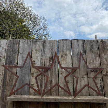 3 Large Rusty Metal barn STARS.