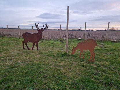 Large Rusty Metal Garden Stag Statue