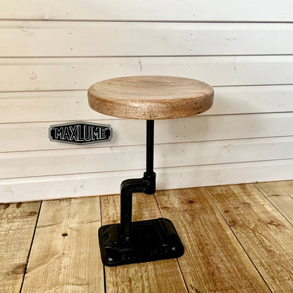 Vice Clamp Industrial Solid Bar Stool Wood or Leather Top