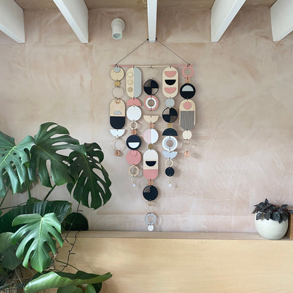 Large Wall Art - Pink Geometric Artwork - Minimal Home Decor - Contemporary Wall Art - Big Grey Wall Tapestry - New Art Deco Black