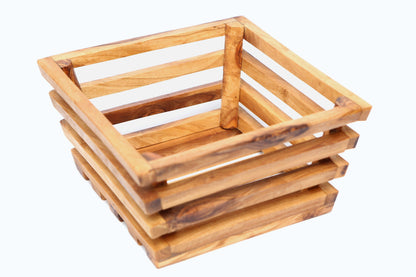 Olive Wood Square Shaped Bread Basket 18 cm