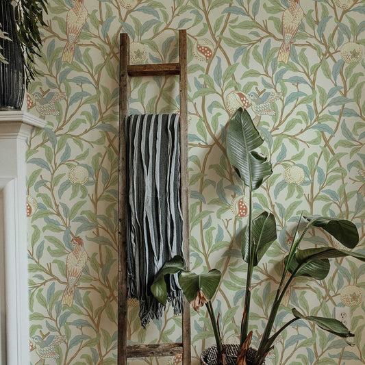 Vintage Birds in Trees William Morris Wallpaper | Self-Adhesive | Pasted | Mural | Feature Wall Decoration