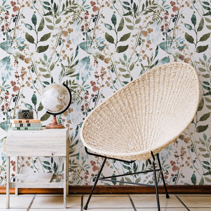 Herb Leaves Watercolour Wallpaper