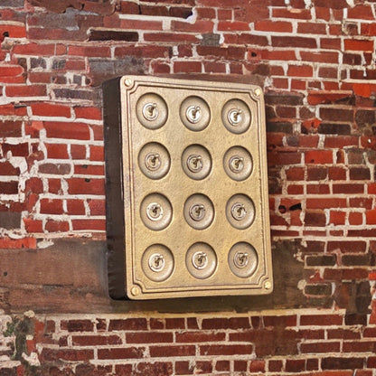 12 Gang 2 Way Bronze Solid Cast Metal Surface Mounting Conduit Light Switch Industrial - BS EN Approved Vintage Crabtree 1950