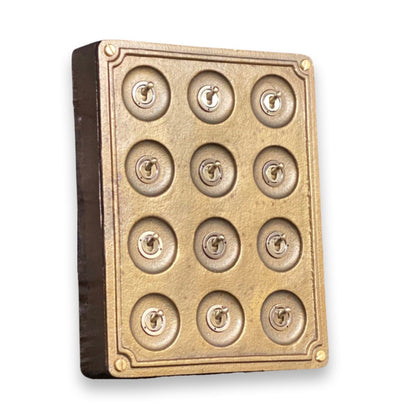 12 Gang 2 Way Bronze Solid Cast Metal Surface Mounting Conduit Light Switch Industrial - BS EN Approved Vintage Crabtree 1950