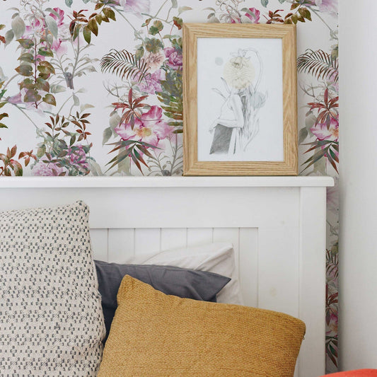 Bright Tropical Wallpaper | Self Adhesive Removable and Regular Wallpaper | Flamingo Wall Mural | Tropical Print Wallpaper