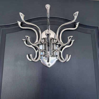 Metal Swivel Coat Rack - Polished Chrome Finish - Rustic - Handmade - Vintage Style | Art Deco
