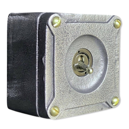 Single Gang 2 Way Conduit Surface Mounting Light Switch Solid Cast Metal Industrial ~ BS EN Approved Vintage Britmac Style