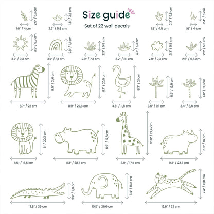 Jungle Animal Decals: Safari Nursery Decor, Removable Wall Art