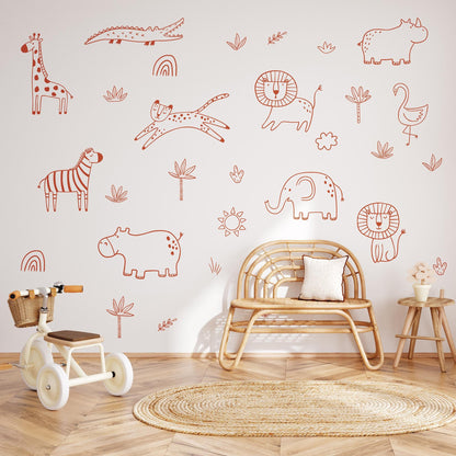 Jungle Animal Decals: Safari Nursery Decor, Removable Wall Art