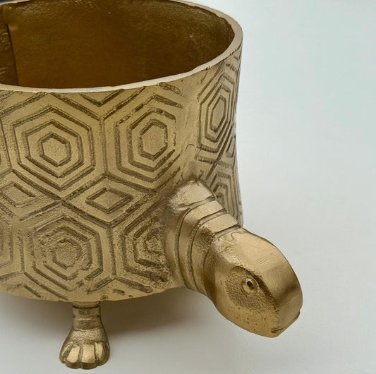 Maxlume - Turtoise Solid Cast Brass Metal Planter Pot for Succulents & Plants | Safari Planter | Animal Pot | Unique Planter |