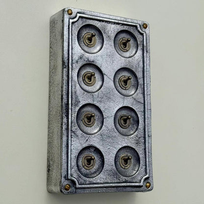 8 Gang 2 Way Solid Cast Metal Conduit Light Switch Industrial - Vintage Crabtree