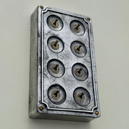 8 Gang 2 Way Solid Cast Metal Conduit Light Switch Industrial - Vintage Crabtree