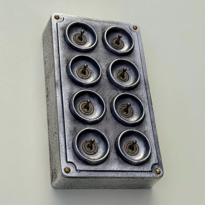 8 Gang 2 Way Solid Cast Metal Conduit Light Switch Industrial - Vintage Crabtree Style