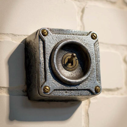 Single Gang Solid Metal Conduit Toggle Light Switch - Industrial Vintage Crabtree