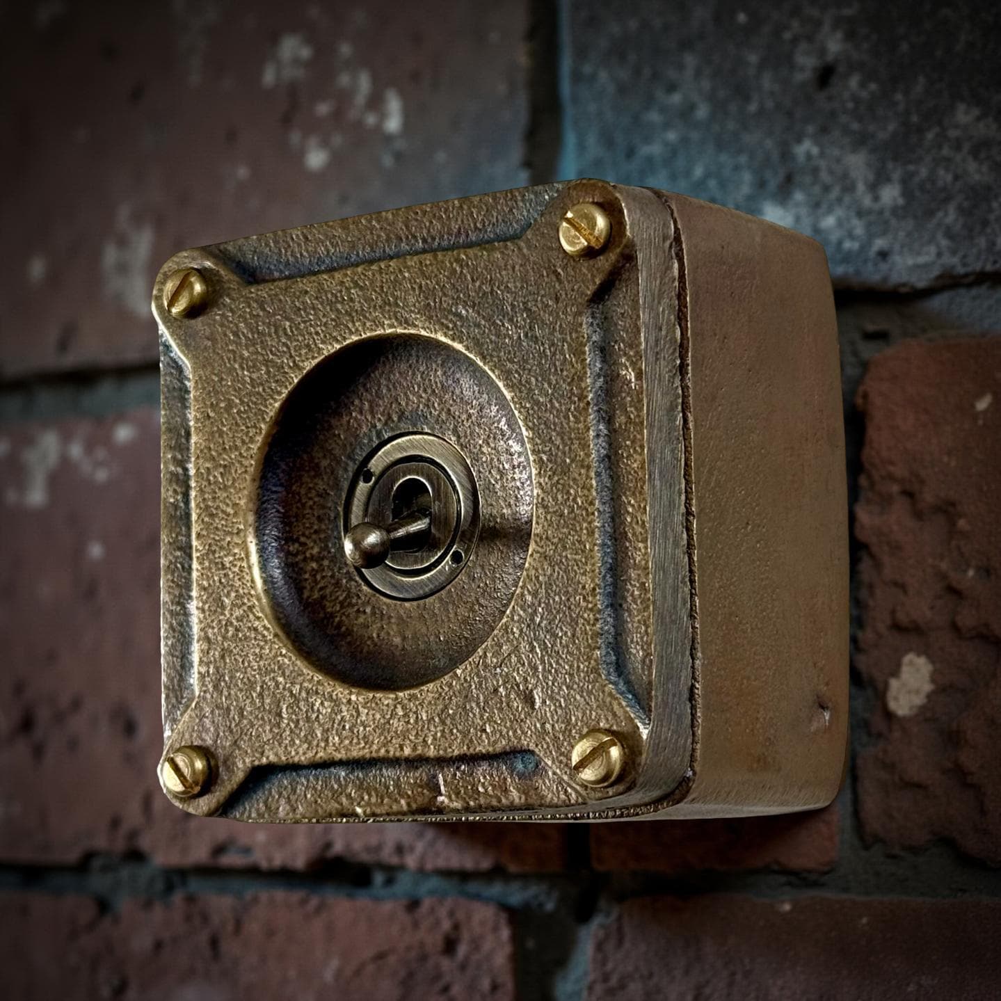 Single Gang Bronze Solid Cast Metal Surface Mounting Light Switch Industrial 2 Way - BS EN Approved Vintage Britmac Style