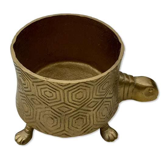 Maxlume - Turtoise Solid Cast Brass Metal Planter Pot for Succulents & Plants | Safari Planter | Animal Pot | Unique Planter |
