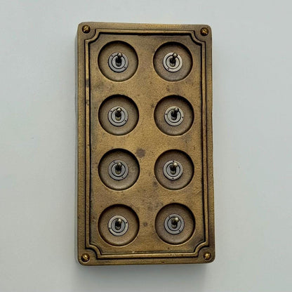 8 Gang 2 Way Bronze Solid Cast Metal Conduit Light Switch Industrial - Vintage Crabtree