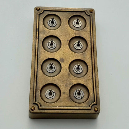 8 Gang 2 Way Bronze Solid Cast Metal Conduit Light Switch Industrial - Vintage Crabtree