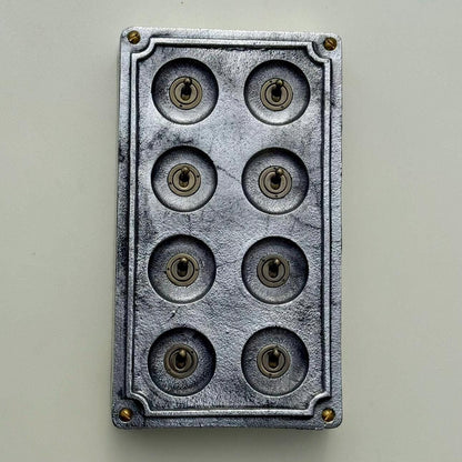 8 Gang 2 Way Solid Cast Metal Conduit Light Switch Industrial - Vintage Crabtree