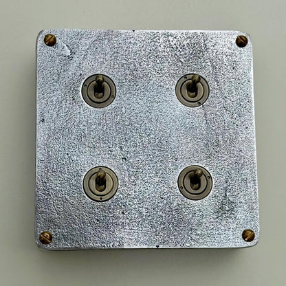 4 Gang 2 Way Solid Cast Metal Conduit Light Switch Industrial - Vintage Crabtree Style