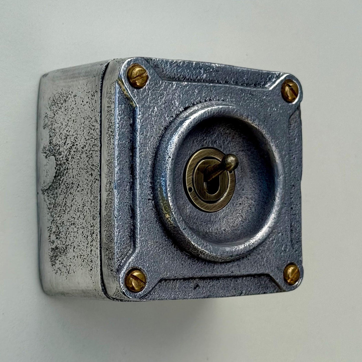 Single Gang Solid Metal Conduit Toggle Light Switch - Industrial Vintage Crabtree