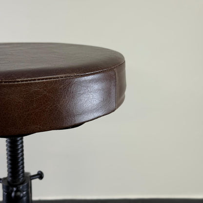 Vice Clamp Industrial Solid Bar Stool Wood or Leather Top Solid Cast Metal Base | Vintage Style | Floor Standing