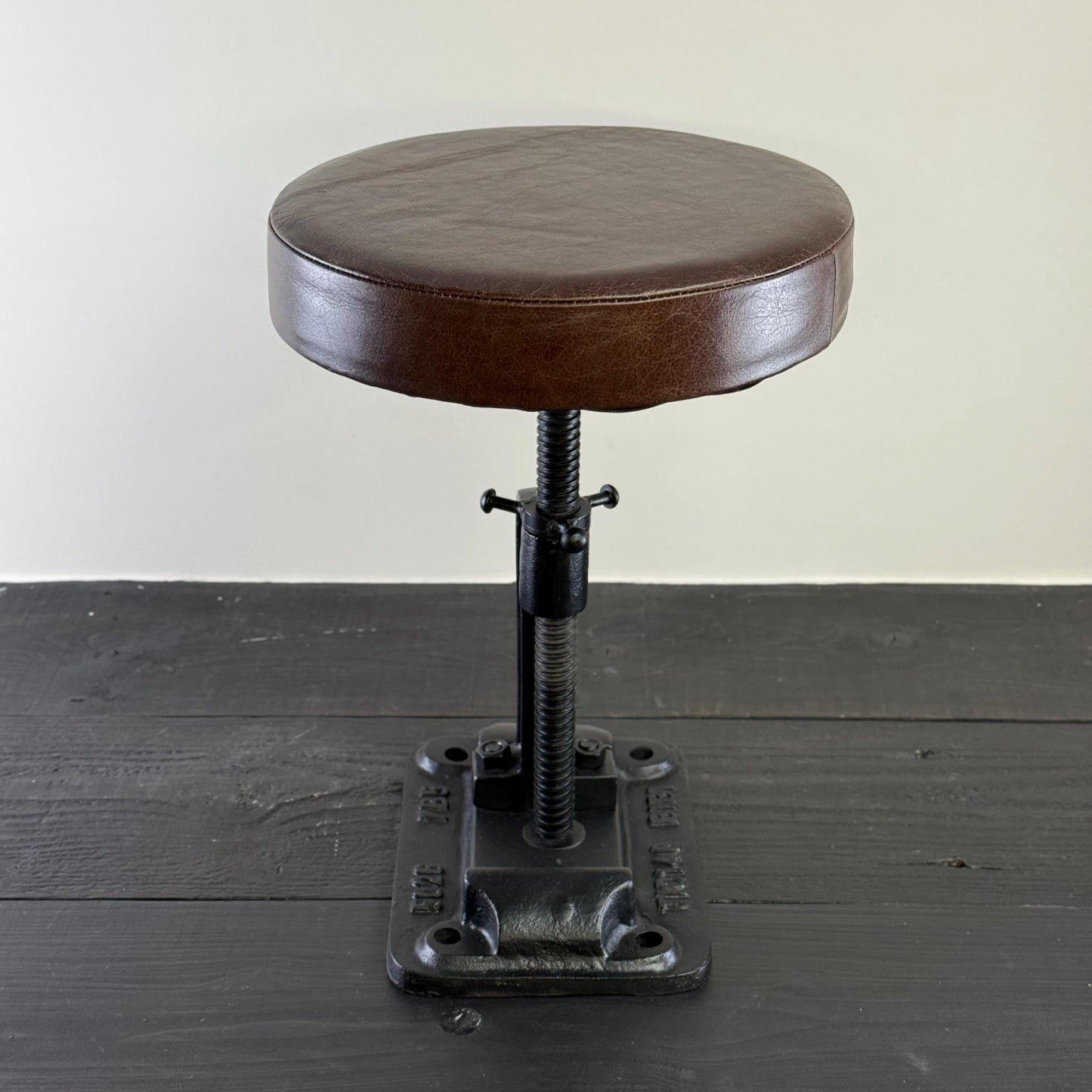 Vice Clamp Industrial Solid Bar Stool Wood or Leather Top Solid Cast Metal Base | Vintage Style | Floor Standing