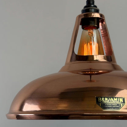 Cawston XL - Genuine Solid Copper Slotted Lampshade Pendant Set Light - 14 Inch